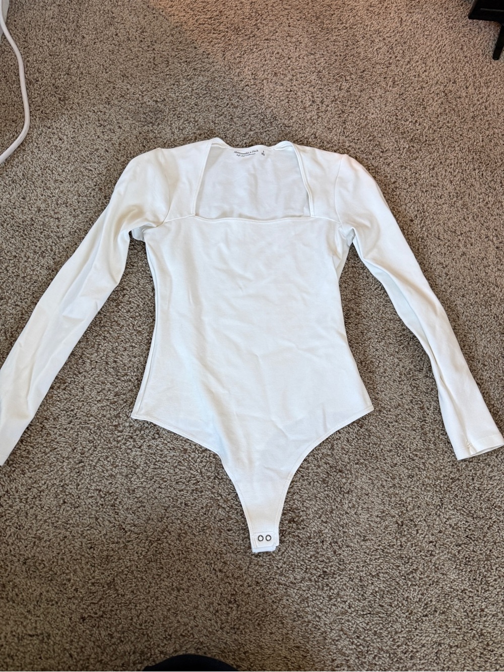 Abercrombie & Fitch White Square Neck Long Sleeve Bodysuit